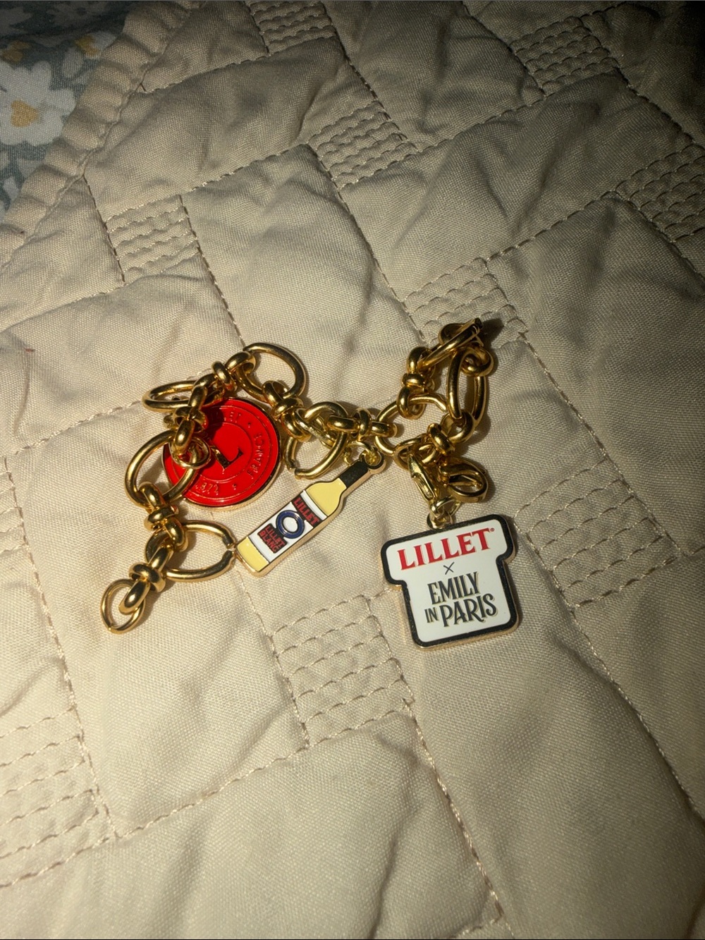 Lillet x Emily in Paris Gold Charm Bracelet with Red and White Accents